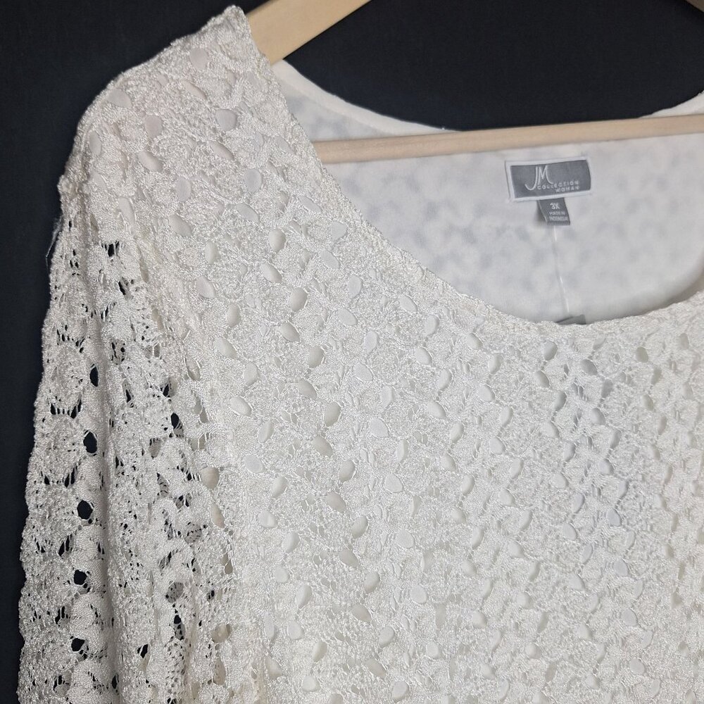 NWT JM Collection Cream Blouse Top Size 2X/3X Formal Chic Preppy Flowy - Picture 4 of 8